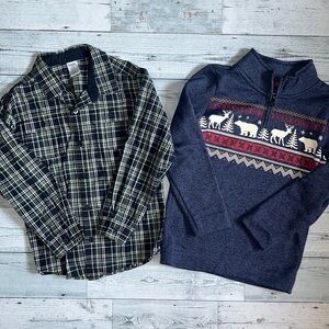 Boys size 8 bundle-get ready for fall-quarter zip sweater and plaid button down